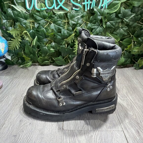 Harley-Davidson Brake Light Double Zip Boots Size 8 Leather  display picture 3